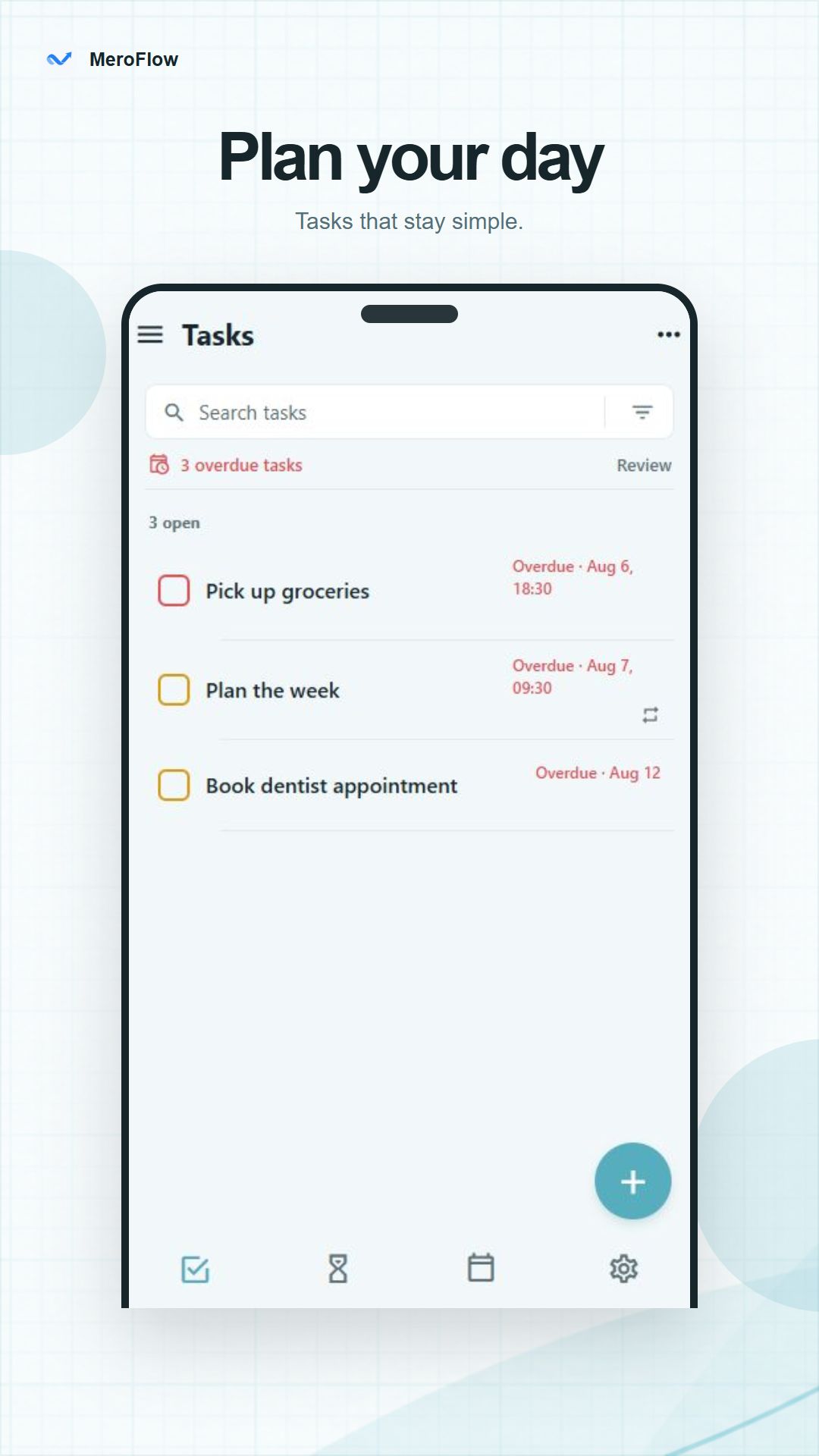 MeroFlow task list in the Lagoon theme